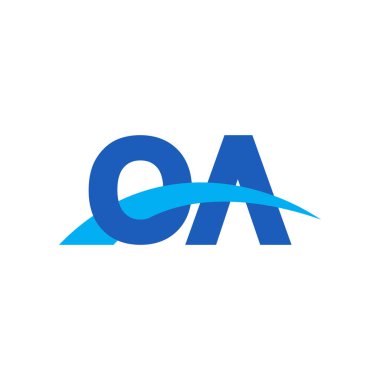 Initial letters logo OA, overlapping linked swoosh capital logo concept, blue, vector icon logo template elements for business, company, creative industry