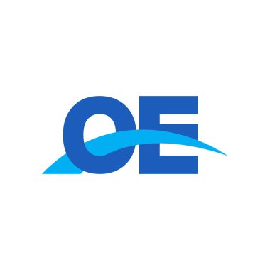 Initial letters logo OE, overlapping linked swoosh capital logo concept, blue, vector icon logo template elements for business, company, creative industry
