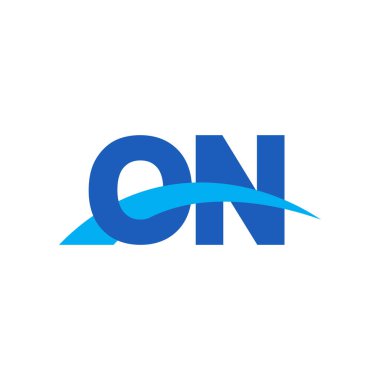 Initial letters logo ON, overlapping linked swoosh capital logo concept, blue, vector icon logo template elements for business, company, creative industry