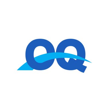 Initial letters logo OQ, overlapping linked swoosh capital logo concept, blue, vector icon logo template elements for business, company, creative industry