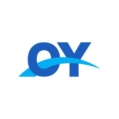 Initial letters logo OY, overlapping linked swoosh capital logo concept, blue, vector icon logo template elements for business, company, creative industry