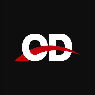 Initial letters logo OD, overlapping linked swoosh capital logo concept, white red black background, vector icon logo template elements for business, company, creative industry