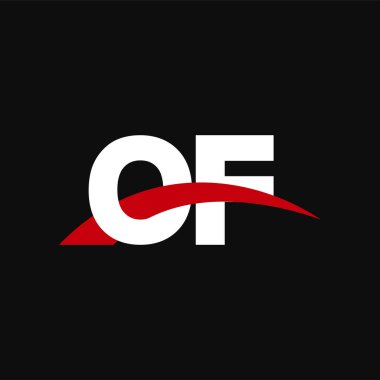 Initial letters logo OF, overlapping linked swoosh capital logo concept, white red black background, vector icon logo template elements for business, company, creative industry