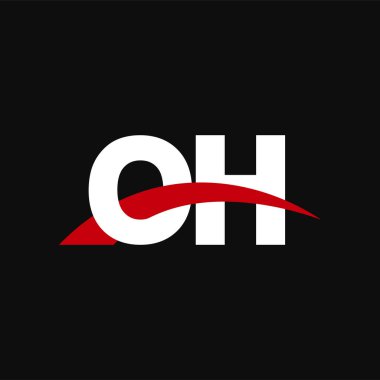 Initial letters logo OH, overlapping linked swoosh capital logo concept, white red black background, vector icon logo template elements for business, company, creative industry