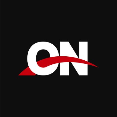 Initial letters logo ON, overlapping linked swoosh capital logo concept, white red black background, vector icon logo template elements for business, company, creative industry