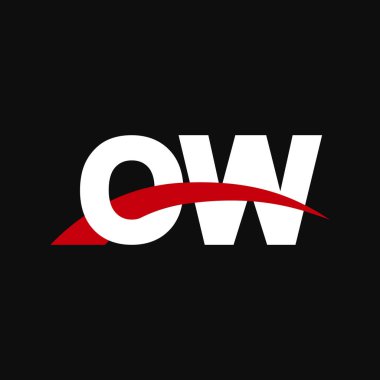 Initial letters logo OW, overlapping linked swoosh capital logo concept, white red black background, vector icon logo template elements for business, company, creative industry