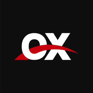 Initial letters logo OX, overlapping linked swoosh capital logo concept, white red black background, vector icon logo template elements for business, company, creative industry