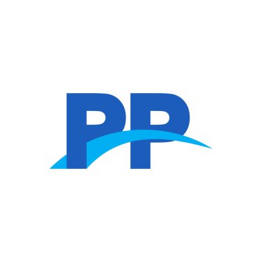 Initial letters logo PP, overlapping linked swoosh capital logo concept, blue, vector icon logo template elements for business, company, creative industry