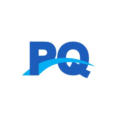 Initial letters logo PQ, overlapping linked swoosh capital logo concept, blue, vector icon logo template elements for business, company, creative industry