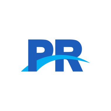 Initial letters logo PR, overlapping linked swoosh capital logo concept, blue, vector icon logo template elements for business, company, creative industry