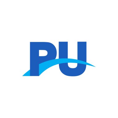 Initial letters logo PU, overlapping linked swoosh capital logo concept, blue, vector icon logo template elements for business, company, creative industry