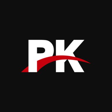 Initial letters logo PK, overlapping linked swoosh capital logo concept, white red black background, vector icon logo template elements for business, company, creative industry