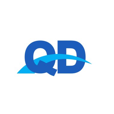 Initial letters logo QD, overlapping linked swoosh capital logo concept, blue, vector icon logo template elements for business, company, creative industry