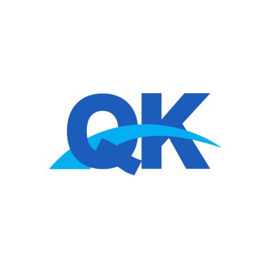 Initial letters logo QK, overlapping linked swoosh capital logo concept, blue, vector icon logo template elements for business, company, creative industry