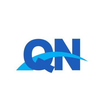 Initial letters logo QN, overlapping linked swoosh capital logo concept, blue, vector icon logo template elements for business, company, creative industry