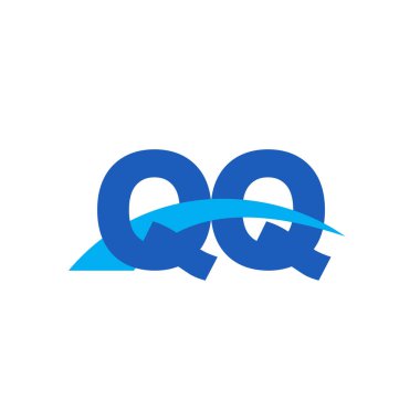 Initial letters logo QQ, overlapping linked swoosh capital logo concept, blue, vector icon logo template elements for business, company, creative industry