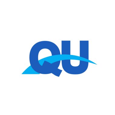 Initial letters logo QU, overlapping linked swoosh capital logo concept, blue, vector icon logo template elements for business, company, creative industry