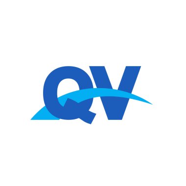 Initial letters logo QV, overlapping linked swoosh capital logo concept, blue, vector icon logo template elements for business, company, creative industry