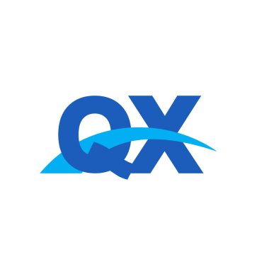 Initial letters logo QX, overlapping linked swoosh capital logo concept, blue, vector icon logo template elements for business, company, creative industry