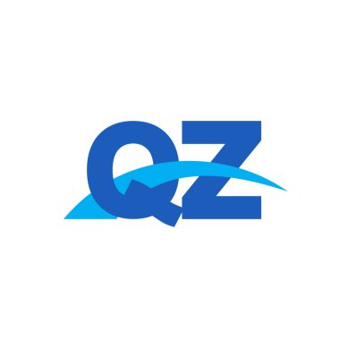 Initial letters logo QZ, overlapping linked swoosh capital logo concept, blue, vector icon logo template elements for business, company, creative industry