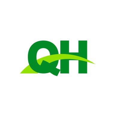 Initial letters logo QH, overlapping linked swoosh grass capital logo concept, eco nature green, vector icon logo template elements for business, company, creative industry