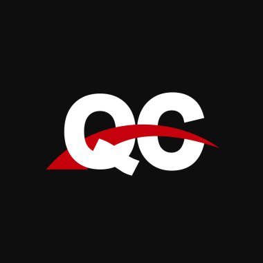 Initial letters logo QC, overlapping linked swoosh capital logo concept, white red black background, vector icon logo template elements for business, company, creative industry