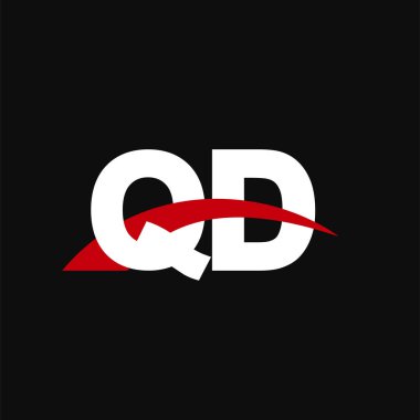 Initial letters logo QD, overlapping linked swoosh capital logo concept, white red black background, vector icon logo template elements for business, company, creative industry