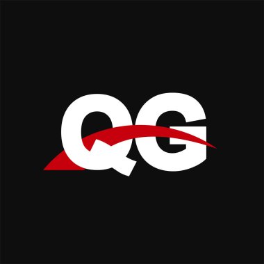 Initial letters logo QG, overlapping linked swoosh capital logo concept, white red black background, vector icon logo template elements for business, company, creative industry