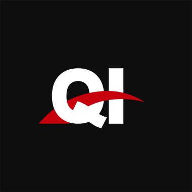 Initial letters logo QI, overlapping linked swoosh capital logo concept, white red black background, vector icon logo template elements for business, company, creative industry