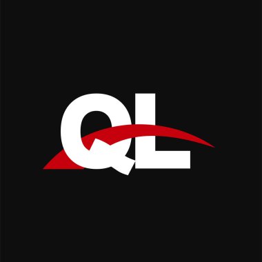 Initial letters logo QL, overlapping linked swoosh capital logo concept, white red black background, vector icon logo template elements for business, company, creative industry