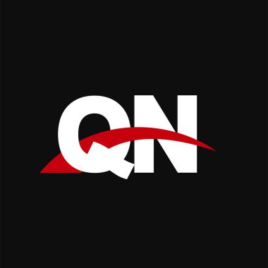 Initial letters logo QN, overlapping linked swoosh capital logo concept, white red black background, vector icon logo template elements for business, company, creative industry