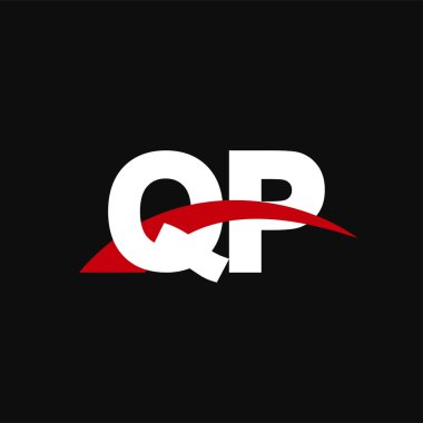 Initial letters logo QP, overlapping linked swoosh capital logo concept, white red black background, vector icon logo template elements for business, company, creative industry