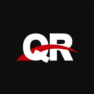 Initial letters logo QR, overlapping linked swoosh capital logo concept, white red black background, vector icon logo template elements for business, company, creative industry