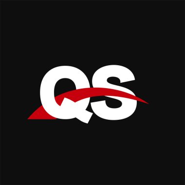 Initial letters logo QS, overlapping linked swoosh capital logo concept, white red black background, vector icon logo template elements for business, company, creative industry