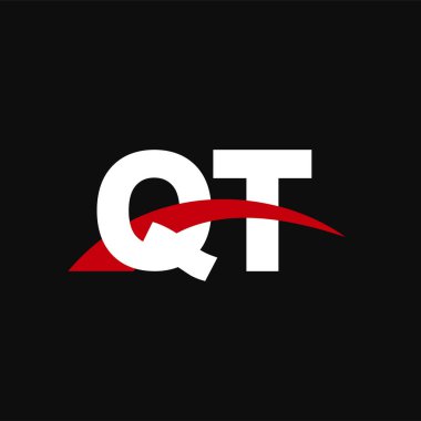 Initial letters logo QT, overlapping linked swoosh capital logo concept, white red black background, vector icon logo template elements for business, company, creative industry