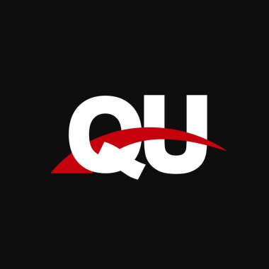Initial letters logo QU, overlapping linked swoosh capital logo concept, white red black background, vector icon logo template elements for business, company, creative industry
