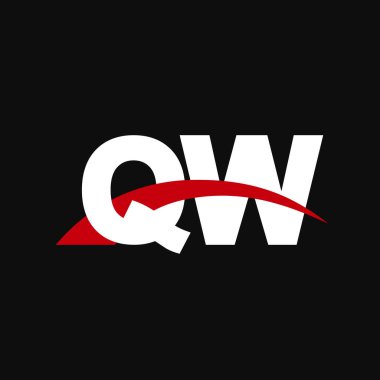 Initial letters logo QW, overlapping linked swoosh capital logo concept, white red black background, vector icon logo template elements for business, company, creative industry