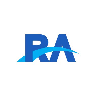 Initial letters logo RA, overlapping linked swoosh capital logo concept, blue, vector icon logo template elements for business, company, creative industry