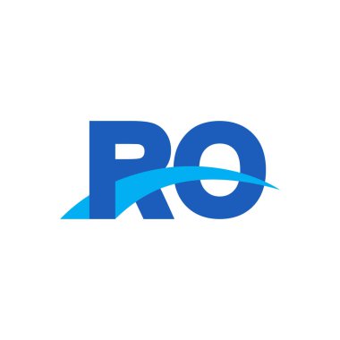 Initial letters logo RO, overlapping linked swoosh capital logo concept, blue, vector icon logo template elements for business, company, creative industry