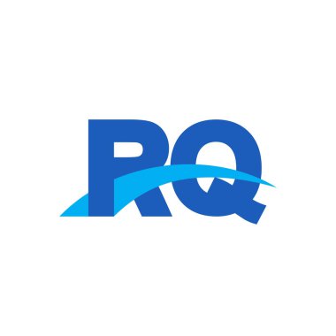Initial letters logo RQ, overlapping linked swoosh capital logo concept, blue, vector icon logo template elements for business, company, creative industry
