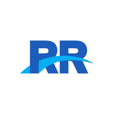 Initial letters logo RR, overlapping linked swoosh capital logo concept, blue, vector icon logo template elements for business, company, creative industry