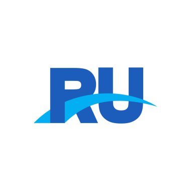 Initial letters logo RU, overlapping linked swoosh capital logo concept, blue, vector icon logo template elements for business, company, creative industry