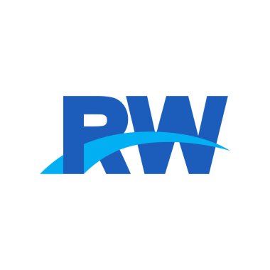 Initial letters logo RW, overlapping linked swoosh capital logo concept, blue, vector icon logo template elements for business, company, creative industry
