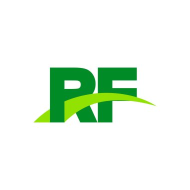 Initial letters logo RF, overlapping linked swoosh grass capital logo concept, eco nature green, vector icon logo template elements for business, company, creative industry
