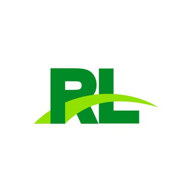 Initial letters logo RL, overlapping linked swoosh grass capital logo concept, eco nature green, vector icon logo template elements for business, company, creative industry