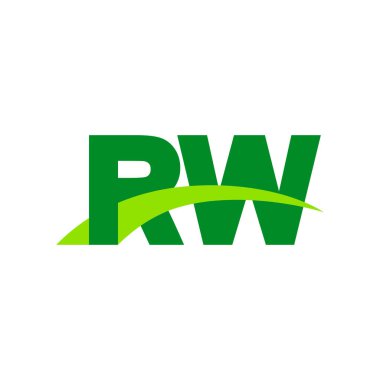 Initial letters logo RW, overlapping linked swoosh grass capital logo concept, eco nature green, vector icon logo template elements for business, company, creative industry