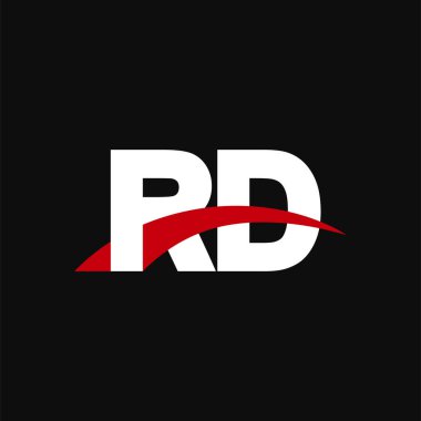 Initial letters logo RD, overlapping linked swoosh capital logo concept, white red black background, vector icon logo template elements for business, company, creative industry