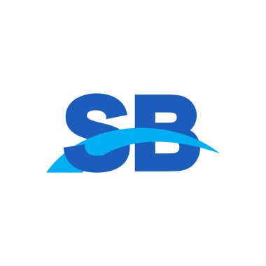 Initial letters logo SB, overlapping linked swoosh capital logo concept, blue, vector icon logo template elements for business, company, creative industry