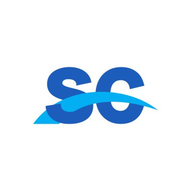 Initial letters logo SC, overlapping linked swoosh capital logo concept, blue, vector icon logo template elements for business, company, creative industry
