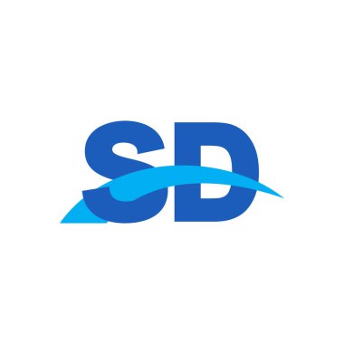 Initial letters logo SD, overlapping linked swoosh capital logo concept, blue, vector icon logo template elements for business, company, creative industry